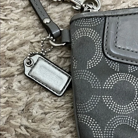 Coach Charcoal Gray Wristlet with Signature C Logo Pattern - Picture 5 of 16
